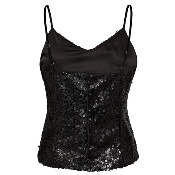 Co\'Couture StormiCC Sequin Cami Top, Sort